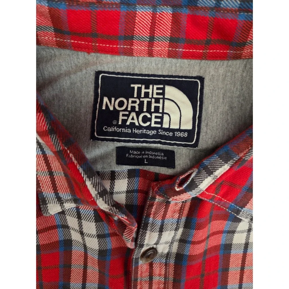 The‎ North Face Red Blue Plaid Long Sleeve Button Up Shirt Men's L Ca Heritage